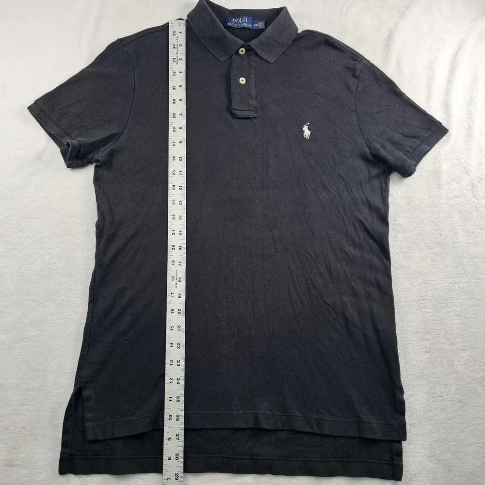Polo Ralph Lauren Shirt Mens Medium Cotton Black White Embroidered Pony